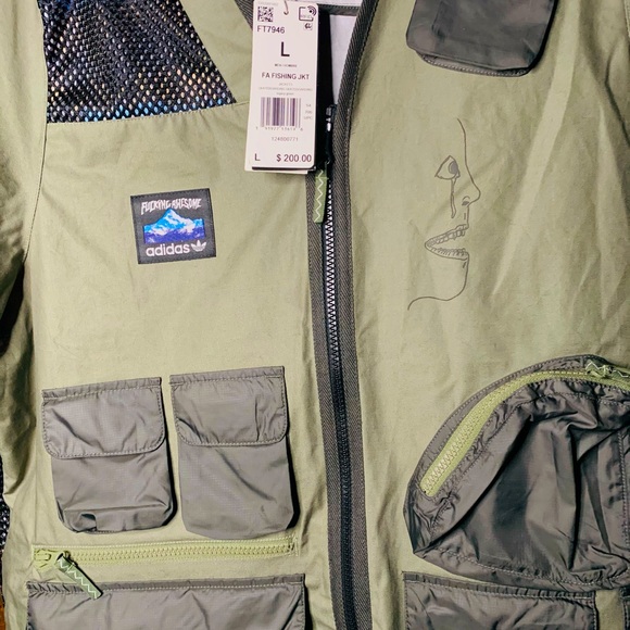 Adidas x F*cking Awesome Fishing Jacket Men`s Large Legacy Green FT7946 NWT - Picture 3 of 7
